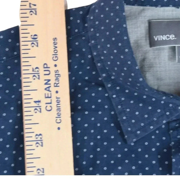 Vince || Men's Navy Micro Dots Career Collared Shirt Long Sleeve Size Small - Picture 4 of 9